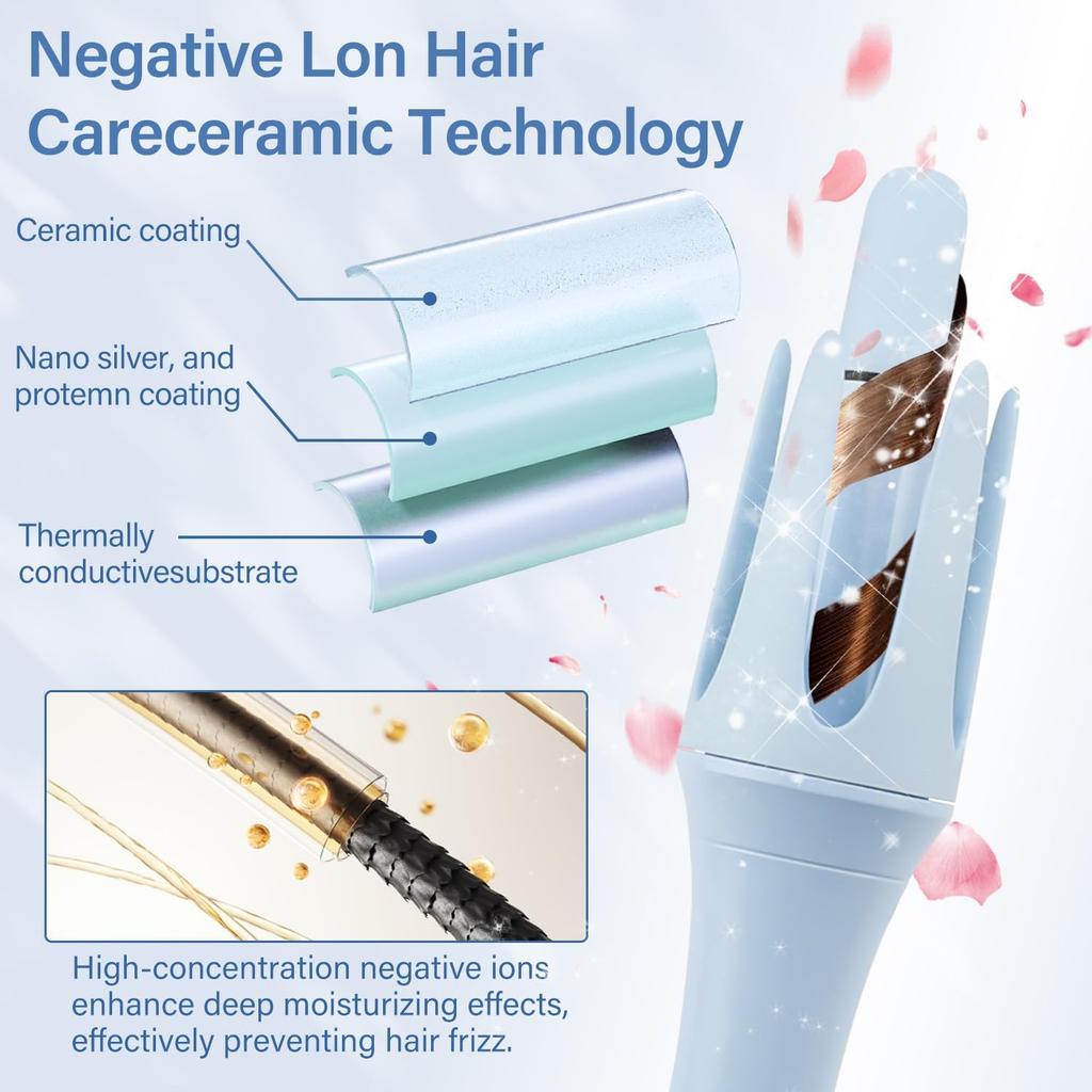 Automatic Hair Curler, 28mm Rotating Curling Iron with 3 Temperatures, Fast Heating Curling Tongs Anti-Scald, Anti-Tangle,  Negative Ions
