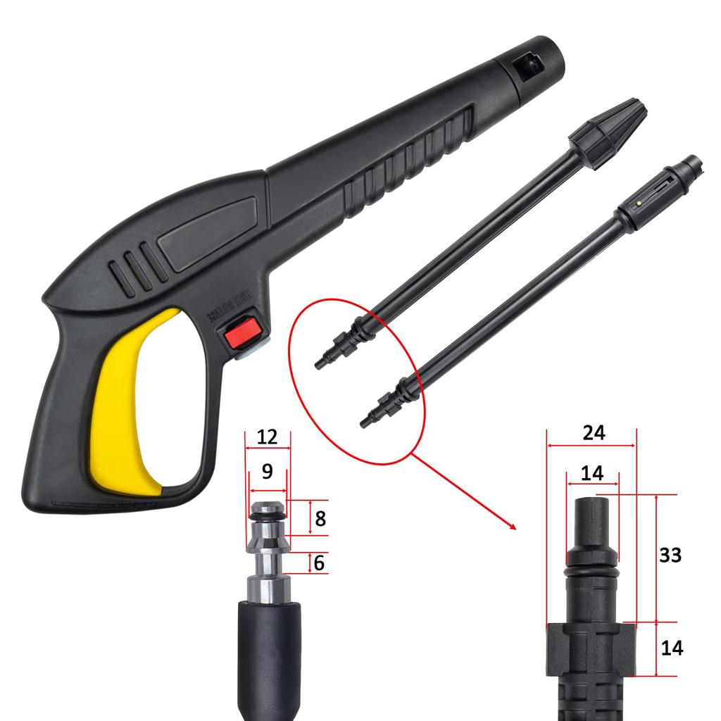 Hochdruckreiniger-Pistole, Lanzendüse, Jet-Wasser-Sprühpistole, Zauberstabdüse für Lavor Lavorwash Bauker Vax Craftsman Generac Oleo-Mac