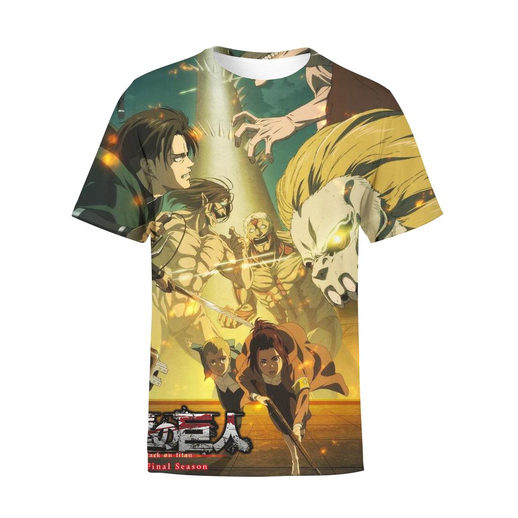 Attack on Titan 3D Digital Print T-Shirt for Anime Fans, Fashion Graphic Tee, Breathable Polyester Short Sleeve Streetwear Tops