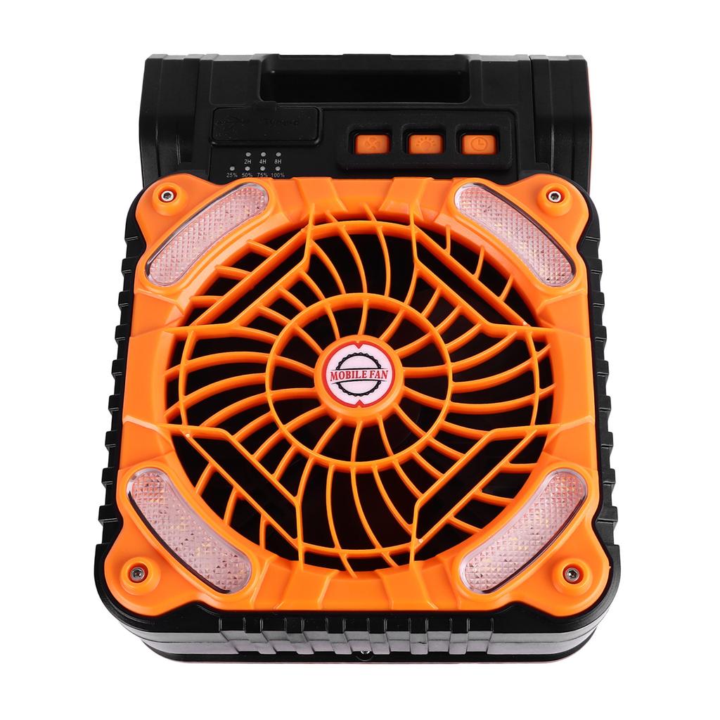 Solar Fan 5200MAH Type C Charging 4 Speed   Brushless Motor 4.5mCelsiuss Low Noise LED Timer Solar Camping Fan for Fishing Outdoor Activities