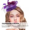 Yardwe Vintage Fascinator Headband Purple Mesh Flower Pillbox Hat Wedding Bride Headdress Banquet Hair Accessory for Women Special Occasion