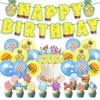 SpongeBob Feestartikelen Set, Stoer Verjaardagsthema Banner Taarttopper Ballonnen Combinatie, Plezierige Feestdecoraties voor Kinderen