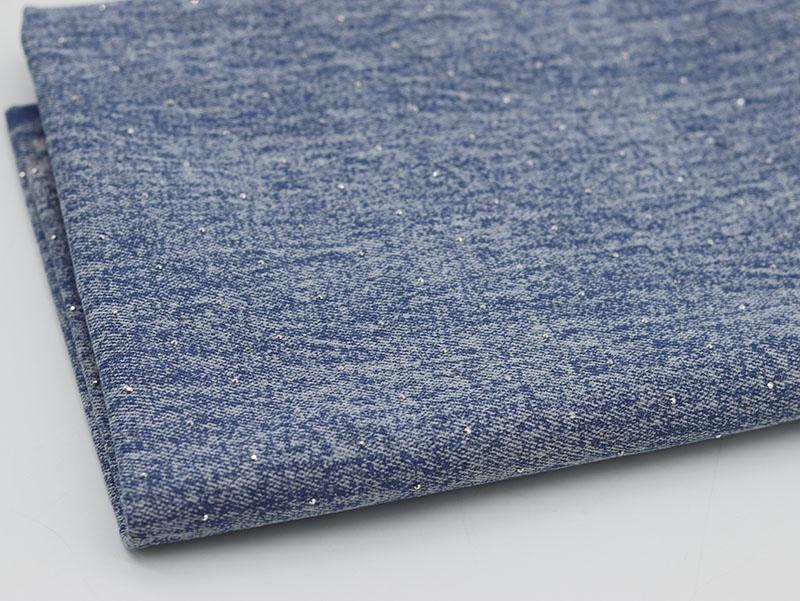 Washing Denim Fabric with Shiny Diamonds Thick By The Meter for Dress Bags Jeans Diy Sewing High Grade Cloth Soft Black Blue