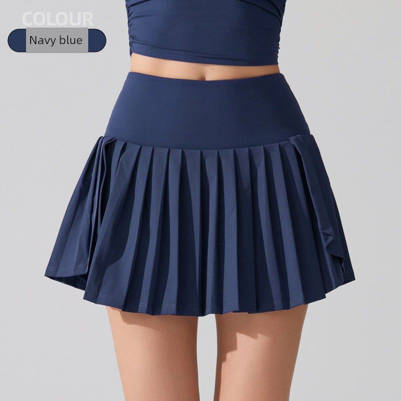 Export Pleated Sports Skirt High Waist Lining Pocket Fashion Tape Badminton Skirt Build Yoga Running Tennis Skirt