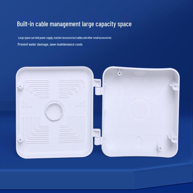 Square Plastic Outdoor Waterproof Cable Concealer Box for Camera Power and Storage.