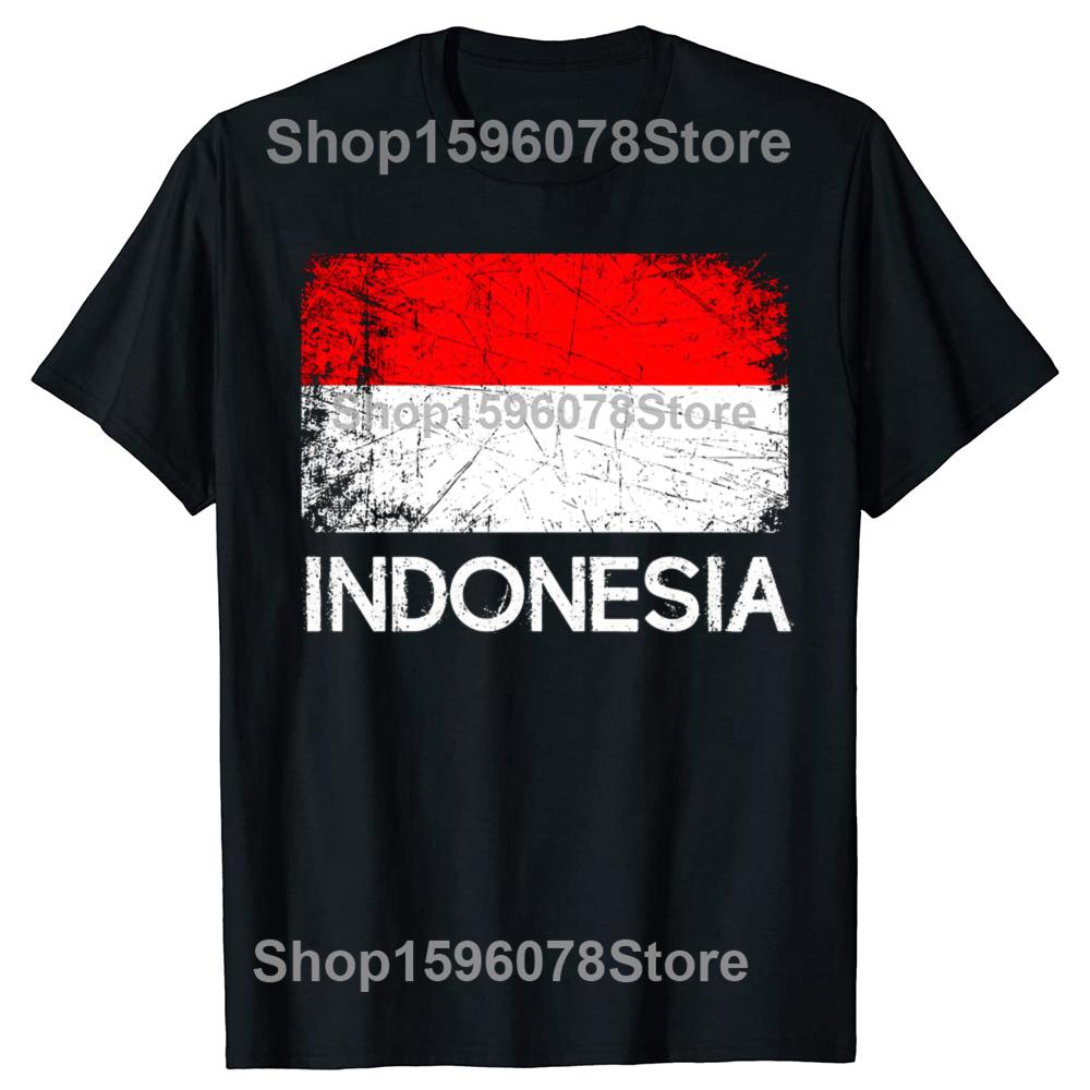Funny Indonesian Flag Design Graphic 100% Cotton T-shirts Men Women's Fashion Casual Tshirt Loose Oversized Streetwear T Shirt