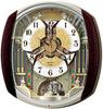 Seiko Nástěnné hodiny Karakuri s rádiem, analogové Karakuri, 6 skladeb, melodie, rotující dekorace, tmavě hnědý mramorový vzor RE564H