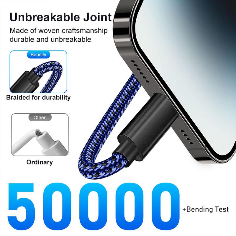 2.4A Type C Data Cable Fast Charging Cord Nylon Braided USB C Charger Wire for 16 15 Pro Max Smasung Huawei Line
