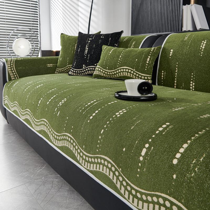 

Потовщені килимки для диванів з шенилу, нековзні жакардові чохли для диванів для вітальні, розкішний чохол для дивана у французькому стилі, захисник меблів 70x70cm зелений