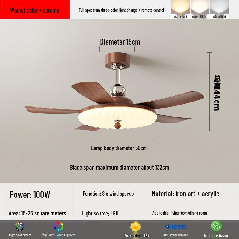 NuFeng Vintage 52-inch Smart Ceiling Fan Light