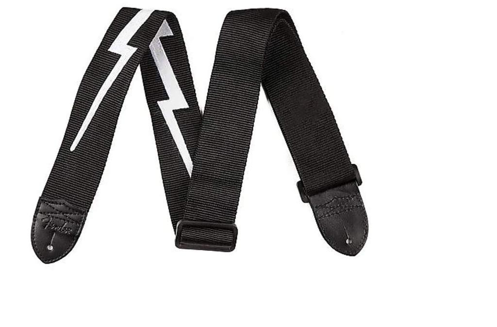 Fender Strap 2.5" Poly Lightning Bolt BlackWhite