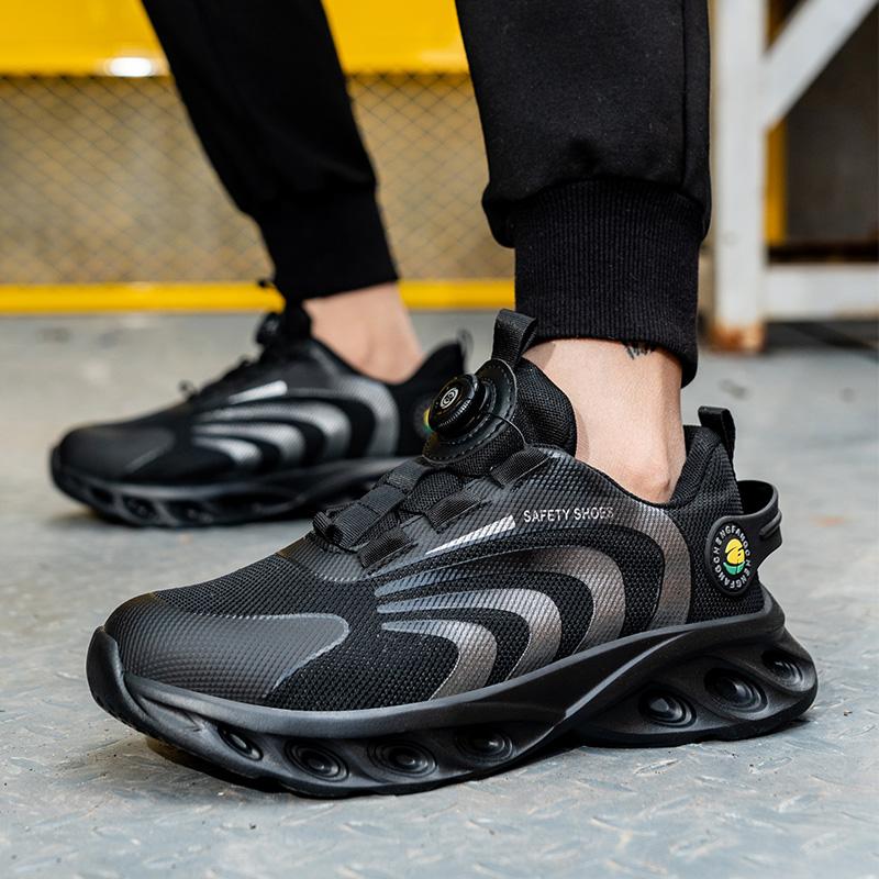 Rotary Buckle Men Safety Shoes Work Boots Safety Steel Toe Shoes Men Anti-Smash Anti-Puncture Work Sneakers Indestructible Shoes