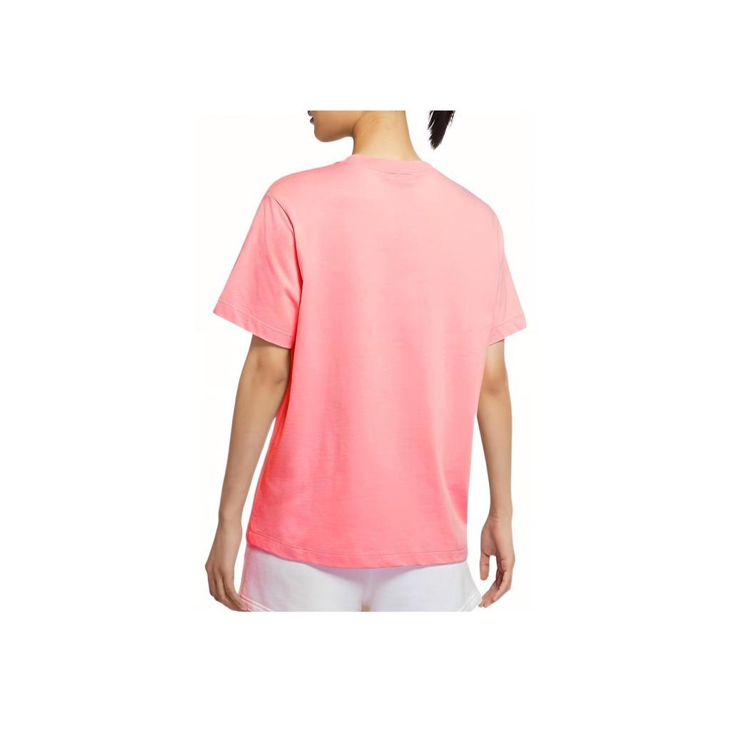Nike Solid Color Logo Embroidered Round Neck Breathable Short Sleeve T-Shirt Women Tops Pink DH4256-631