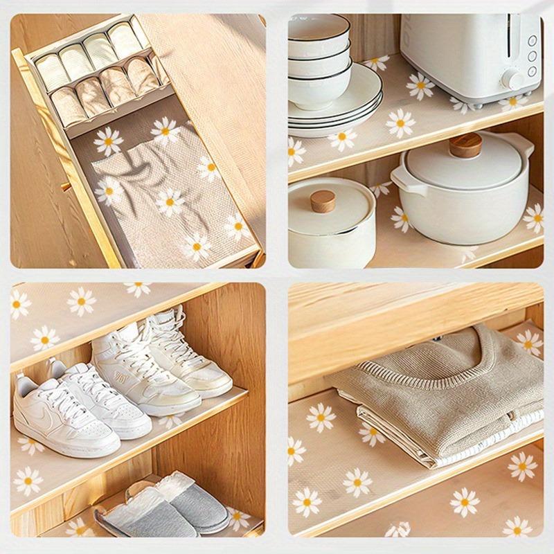 Floral Pattern Waterproof Non-Slip Shelf Liner for Kitchen Cabinets and Tables