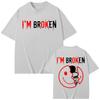 I'm Broken Skull Smiley Face T-shirts Men Women Clothing Gothic Fashion Short Sleeve T-shirt Summer Casual Cotton T Shirt