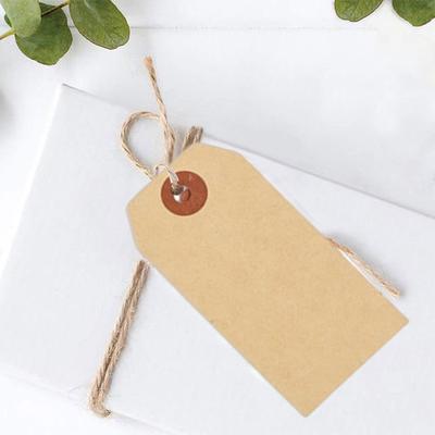 100 Pcs Kraft Paper Shipping Tags with String Empty Cardboard Sale Price Tag Name Gift Hang Tag for Jewelry Clothing Inventory Labeling