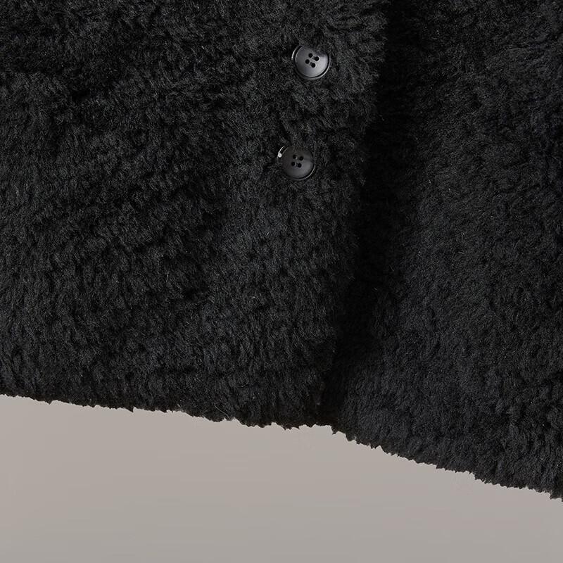 Women's Lamb Wool Particle Fleece V-Neck Short Coat