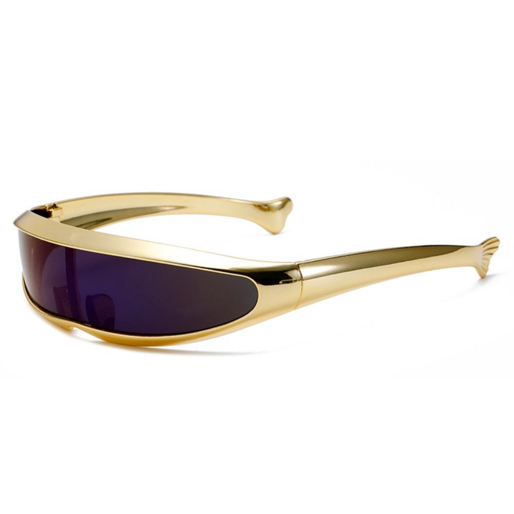 Electroplated Blocking Sunglasses One-piece Mirror Steampunk Sunglasses Vintage Women Eyeglass  Men