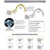 8 Pcs/Lot CZ Zircon Nose Studs Gold Silver Stainless Steel Screw Nose Nails for Woman Girls Body Piercing Part Jewelry Gift 20G