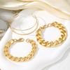 Fashion Luxury Flat Flat Bracelet Woman 4 Piece Set Nightclub Party Wear with Jewelry Gift Jewelry Chunky Chain Bracelet Bangle Bracelet Gold