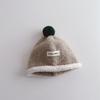 Cute Plush Ball Children Melon Caps Woolen Yarn Baby Knit Hat Korean Crochet Bonnet  Girls Boys