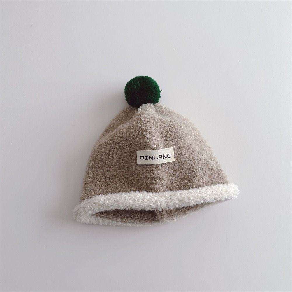 Cute Plush Ball Children Melon Caps Woolen Yarn Baby Knit Hat Korean Crochet Bonnet  Girls Boys