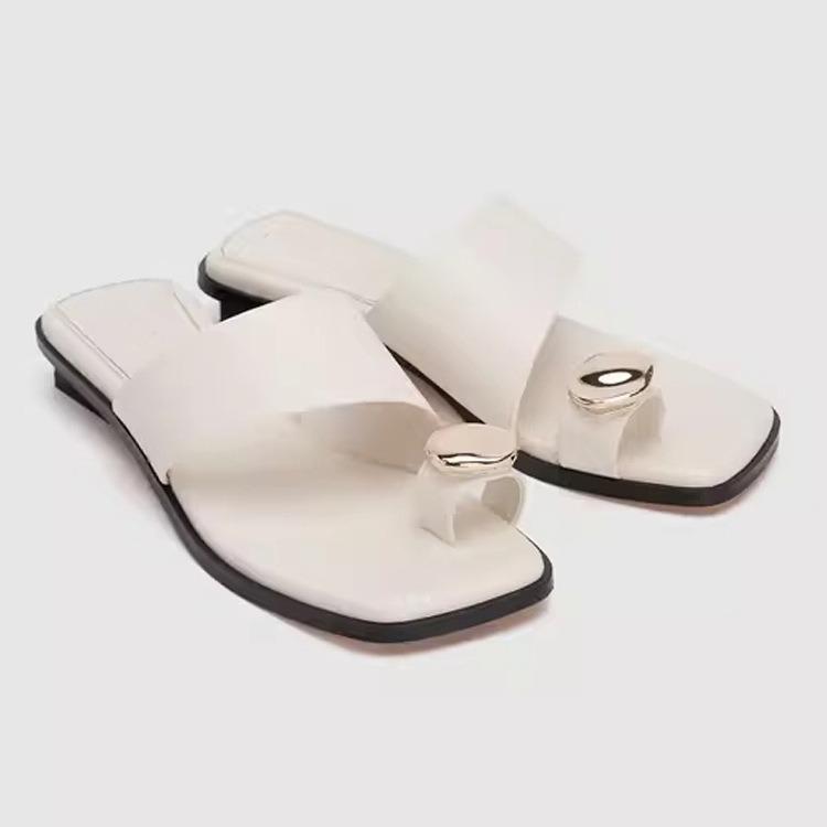 Fashion Women Slippers 2025 Summer Fashion Ladies Open Toed Sandals Flip Flops Solid Color Beach Slippers Slides Women Zapatos De Mujer