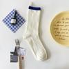 Women's Spring and Autumn Color Cloth Logo College Wind Drum Pile Pile Cotton Socks