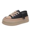Two Wear White Shoes Women's Season Retro Round Head Sports Women's Shoes Muffin Leather Thick Baseplate Shoes
