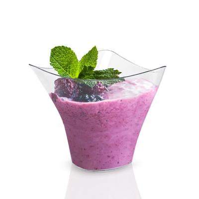 20Pcs 100Ml Disposable Plastic Dessert Cups Birthday Transparent Party Ice Cream Home Christmas Twisted Triangle Mousse Cup