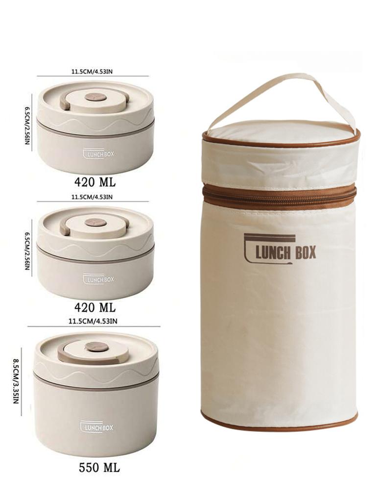 3pcs microwave portable insulated food container lunch box stainless steel bento box insulated leak proof lunch bag set