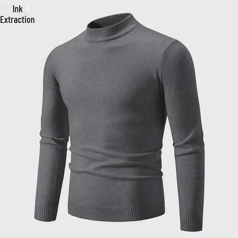 2024 Men's Large Slim Knit Half Turtleneck Sweaters for Autumn & Winter