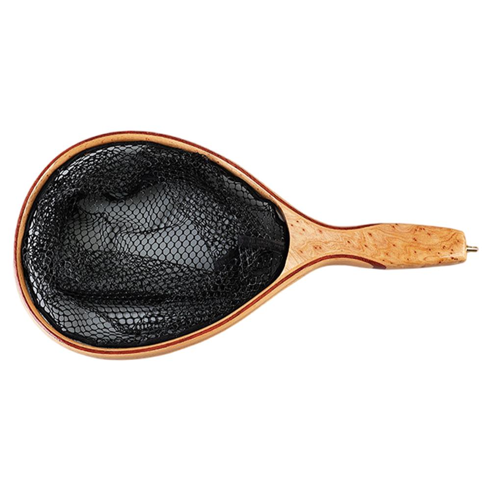 Wooden Handle Fly Fishing Landing Net Soft Rubber Mesh Catch and Release Net Floating Fishing Net Outdoor Fishing Accessories
