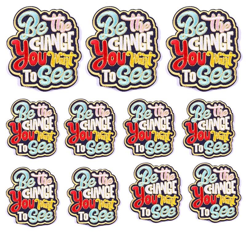 Prajna 10PCS Wholesale Letter Flower Patch Iron On Embroidered Patches For Clothing Cartoon Letter Pathes On Clothes Swing DIY