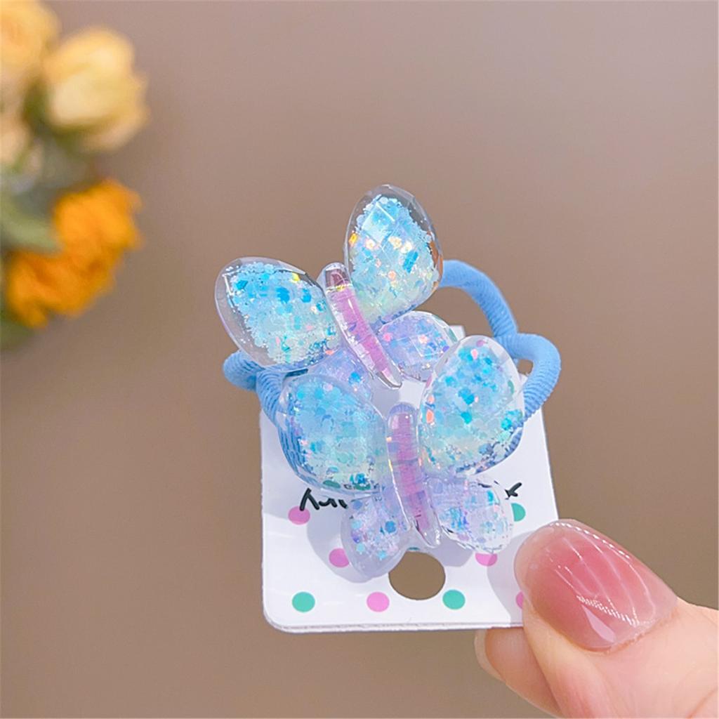 Leuchtende Farbe Glitzernde Schmetterling Haargummis für Kinder Frauen Haarband kleines Mädchen elastische Haargummis Pferdeschwanzhalter