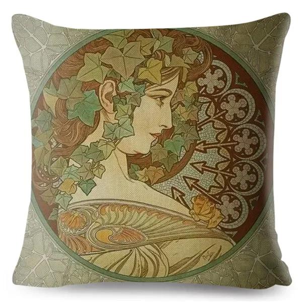 Art Nouveau Mucha Gallery Povlak na polštář Béžový povlak na polštář Autosedačka Home Decor
