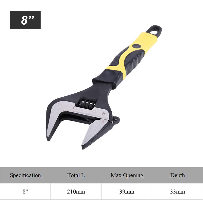 6-12 Inch Adjustable Wrench Wide Jaw Opening Wrench with Rubber Anti-slip grip for Automotive Plumbing and Household Repairs