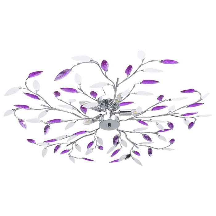 VidaXL Ceiling Light with Leaf Arms Acrylic Crystal Chandelier Pendant Lamp Indoor Lighting Living Room Bedroom 5 289240