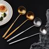 Golden 304 Stainless Steel Colander Spoon for Kitchen Long Handle Ladle Anti-scalding Restaurant Food Oil Fitlter Household