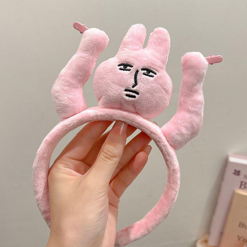 Funny Headband New Pink Bunny Hair Band Quirky Fun Plush Headband Grip Bangs Cute Photo Decoration Hair Bands Headdress