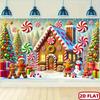 2D Flat Printing Winter Gingerbread Backdrop for Kids Christmas Party