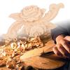 D5 4Pcs Flower Wood Carved Corner Onlay Applique Door Cabinet Vintage Style Furniture Decor Home European Style Rose Applique