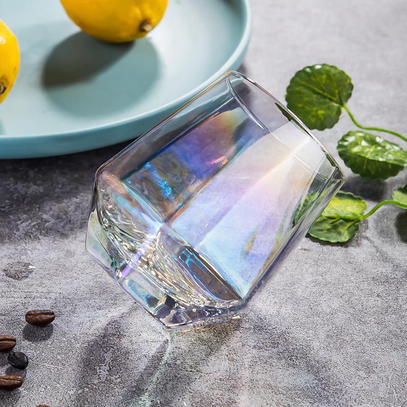 Hexagonal Colorful Cup Transparent Drinkware Household Juice Cup Creative Stylish Whiskey Glass Suitable for Giving To Friends
