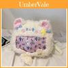 Plush Cat Shoulder Bag With Transparent Compartment For Daily Casual Use