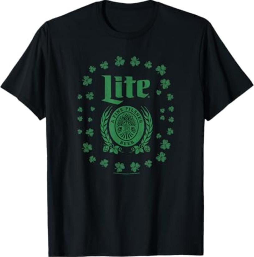Miller Lite St. Patrick s Day A Fine Pilsner Beer Distressed T-Shirt Small S разноцветный