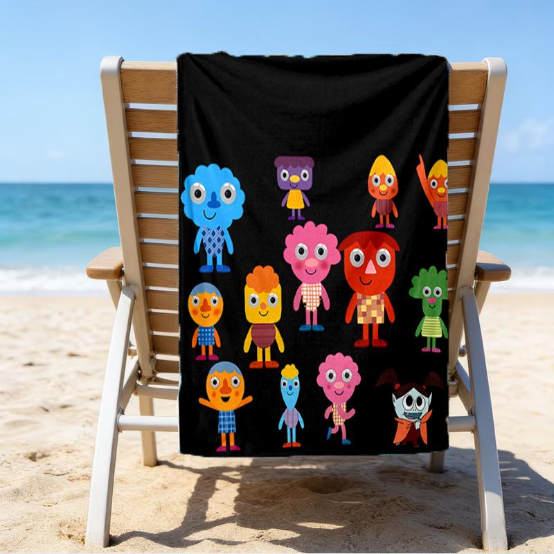 proof beach towel with a Super Simple Songs pattern - soft,absorbent,quick-drying,machine washable - perfect for swimming,camping,bathing