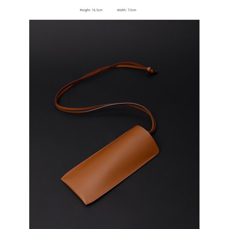 

[H Deco Home Leather Benefits] Limited! First Layer Calfskin Golden Brown Saddle Portable Mobile Phone Bag Storage [B glasses/sunglasses/leather necklace bag]]