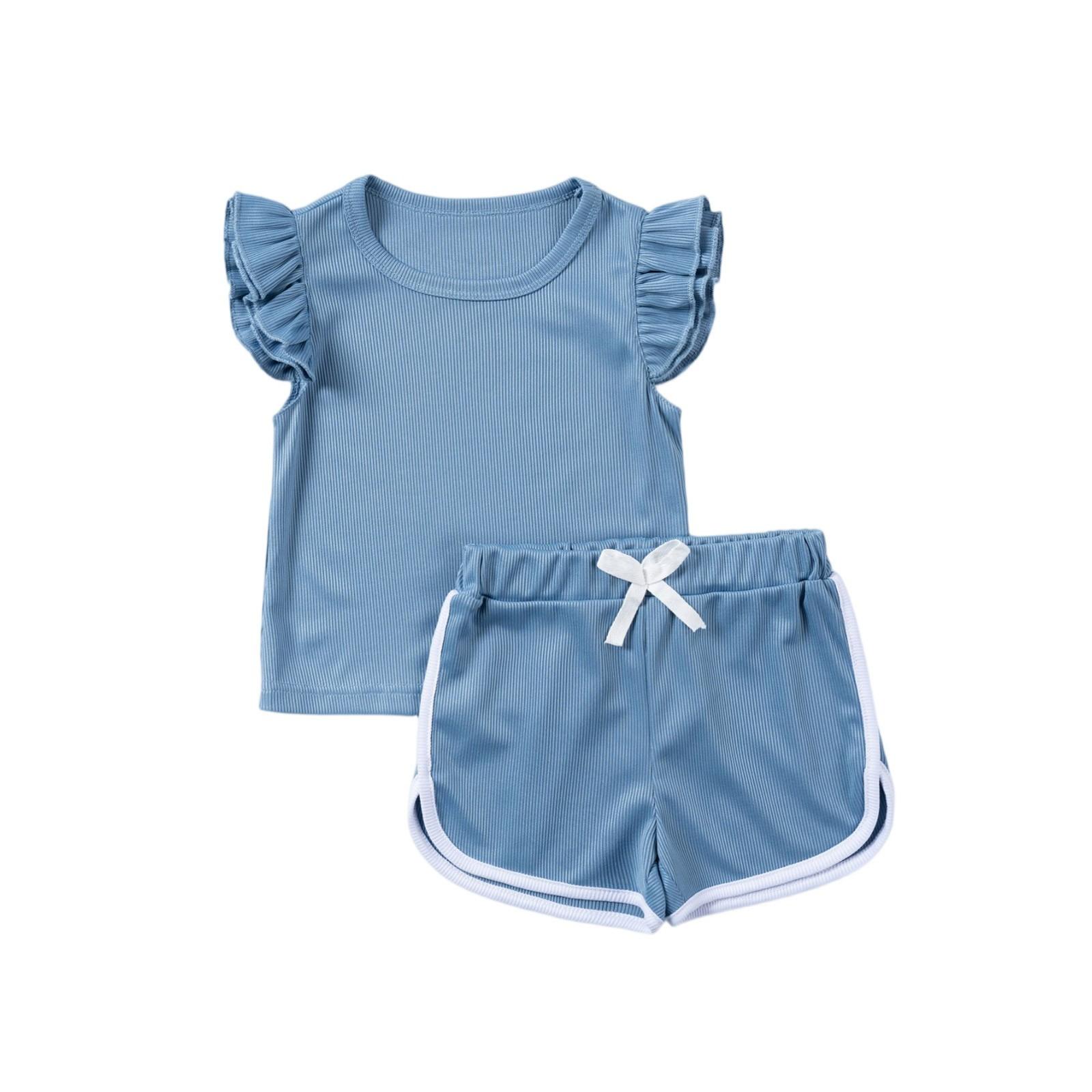 

Girls Color Block Set - Striped Sleeveless Outfit 120 синий