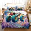 Dinosaur Monster Truck Duvet Cover Single Soft Microfiber Bedding Sets,Monster Truck Comforter Cover with Zipper for Kids Adults