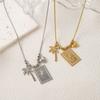 Fashionable Gold Plated Coconut Tree Necklace Stainless Steel Chain With Floral Accent Jewelry For Daily Wear